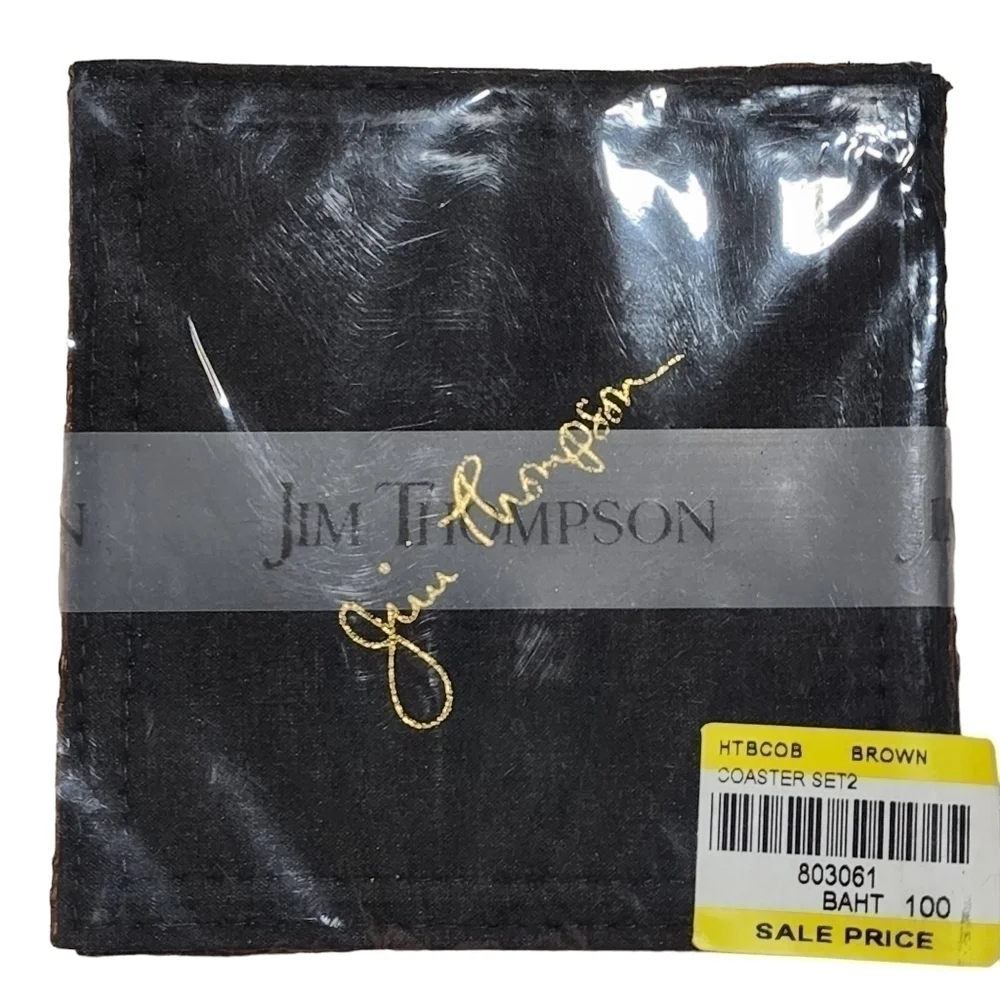 Jim Thompson Silk Coasters set of 2 Brown Black Gold Signed
